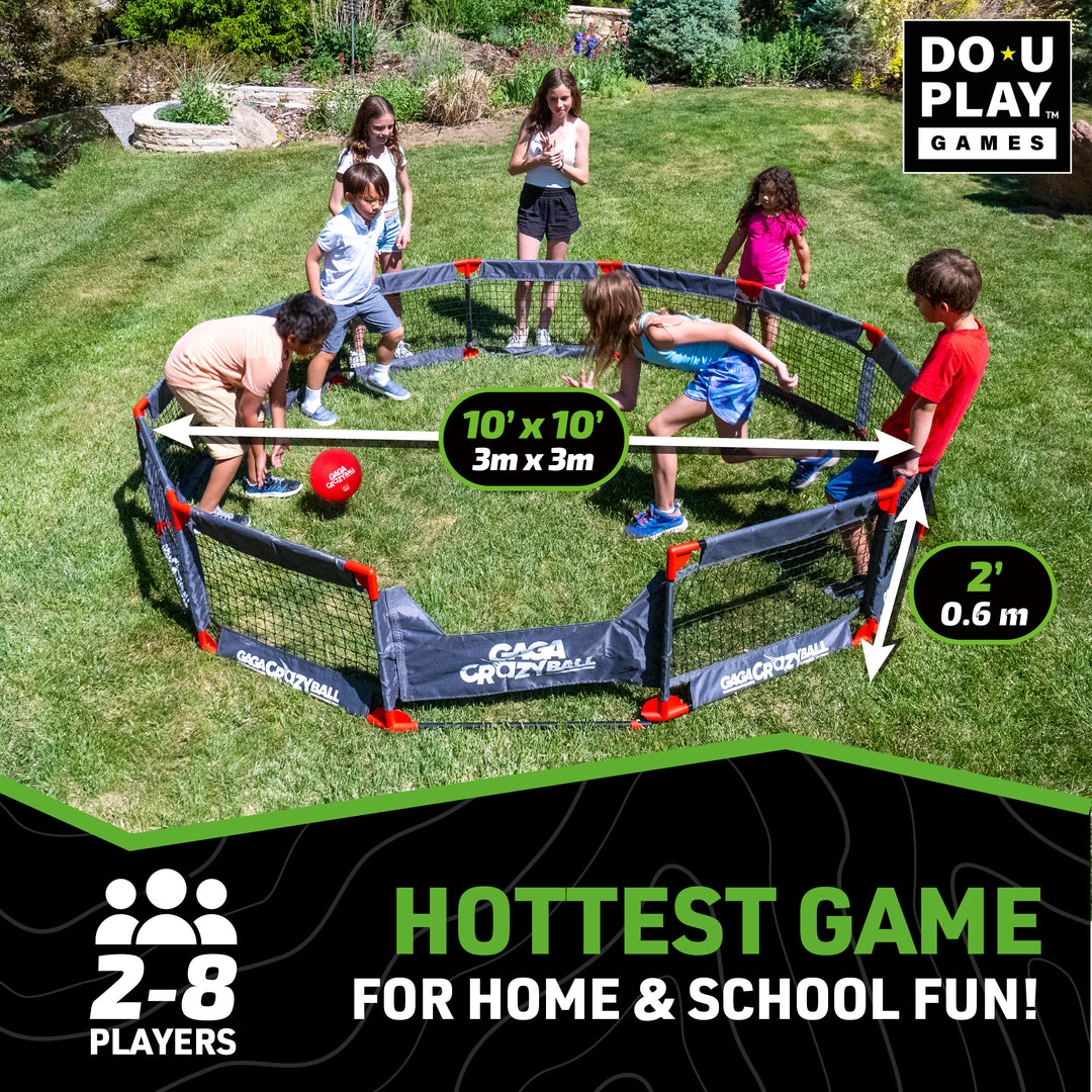 Gaga CrazyBall Outdoor Game Set – 10’ x 10’ Steel Gaga Pit Kit