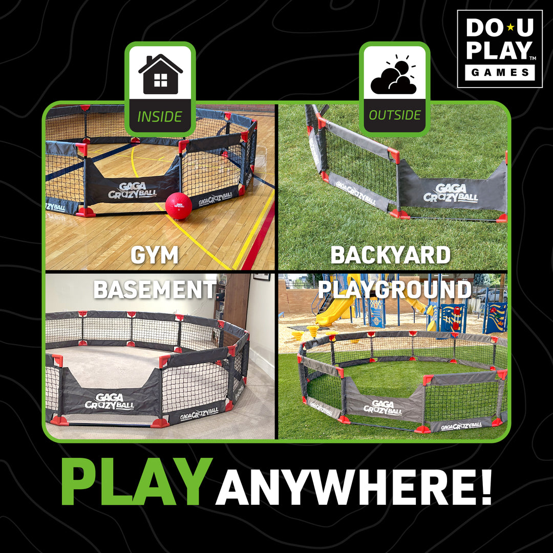 Gaga CrazyBall Outdoor Game Set – 10’ x 10’ Steel Gaga Pit Kit