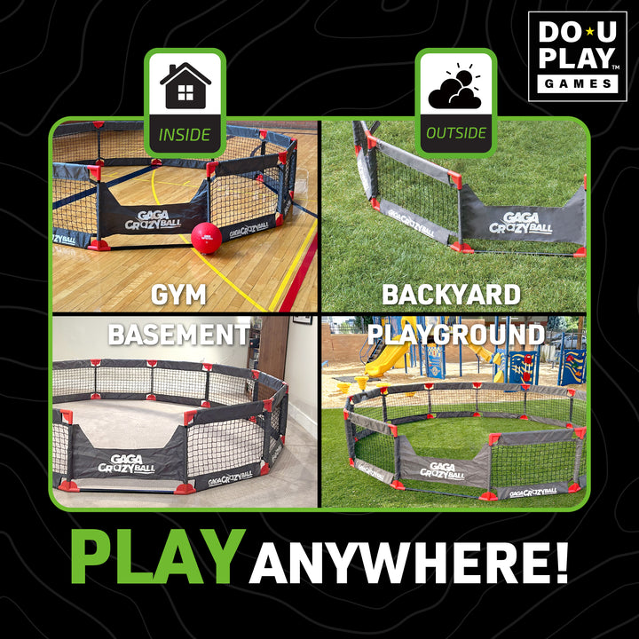 Gaga CrazyBall Outdoor Game Set – 10’ x 10’ Steel Gaga Pit Kit