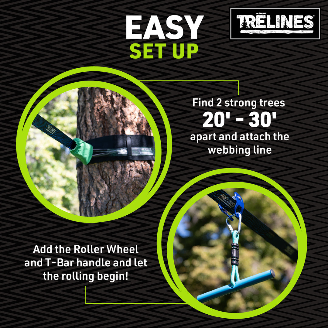 slackline zipline 20 to 30 ft length