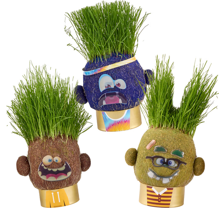 Plant Pals 3 Pack - Hank, Sam, & Charles | Grow real grass hair to style and cut!