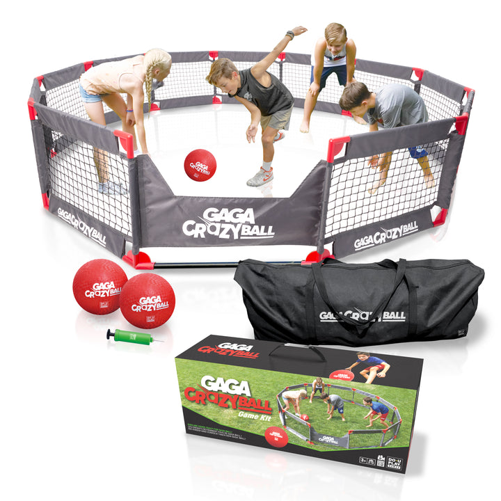 Gaga CrazyBall Outdoor Game Set – 10’ x 10’ Steel Gaga Pit Kit